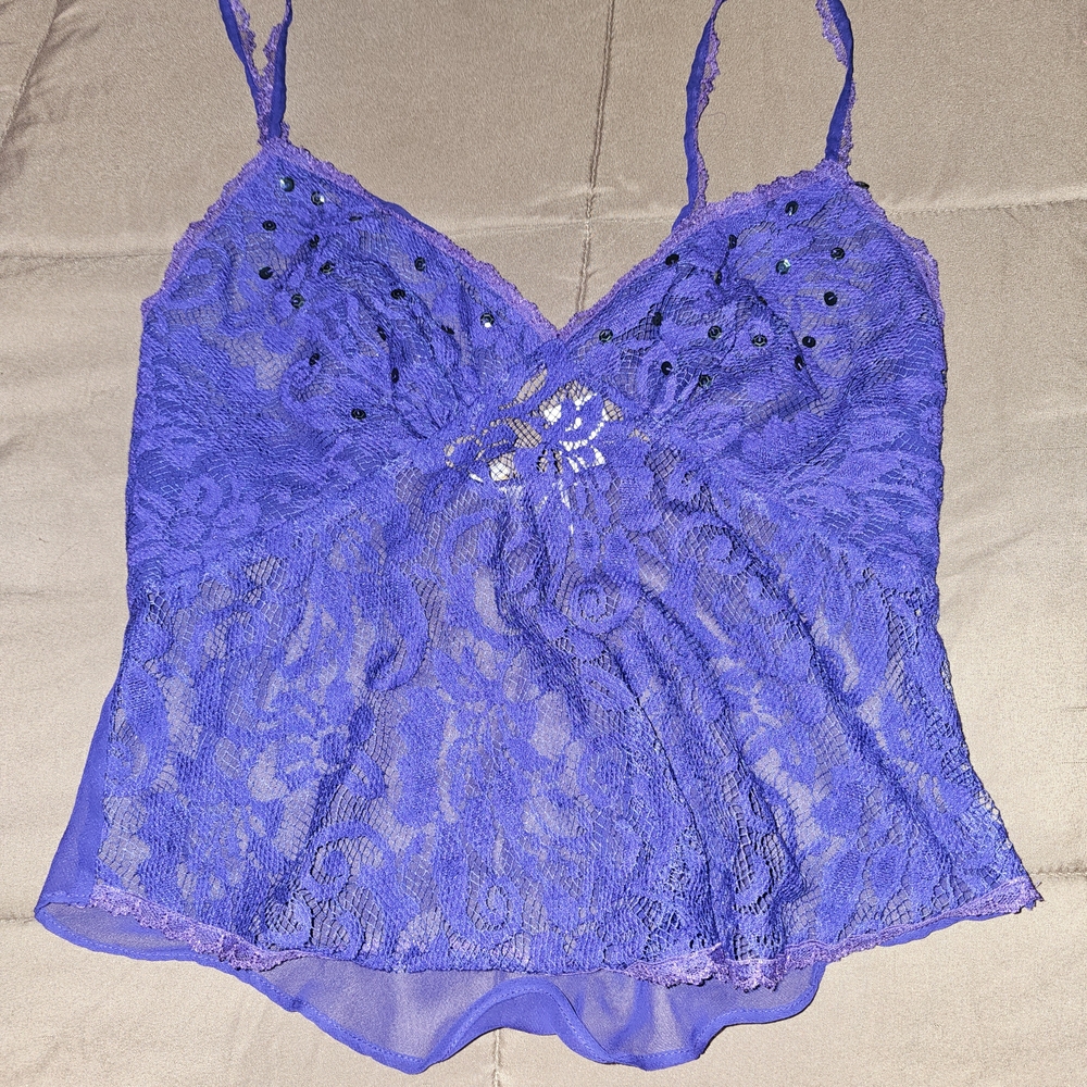 Early 90s Victoria's Secret Deep Purple Lace Camisole